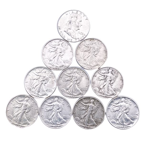 [10 Coins] 1939-1963 50C Franklin & Waling Lib.