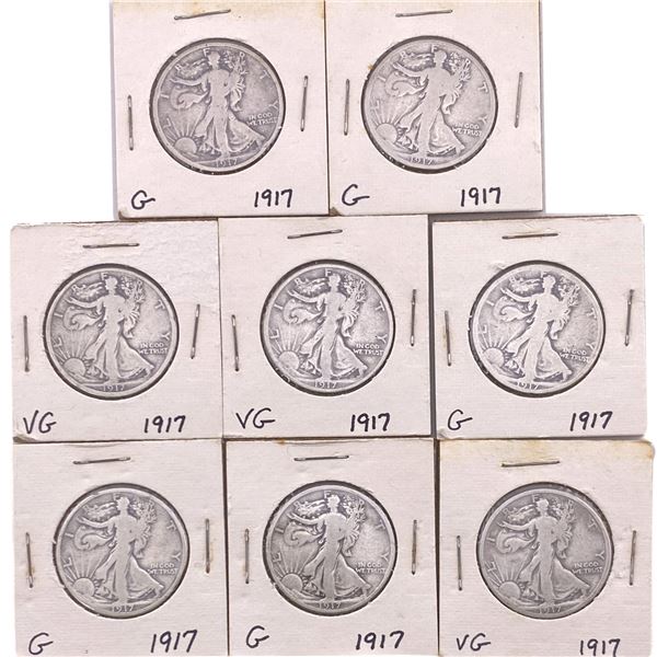 [8 Coins] 1917 Walking Liberty Half Dollar