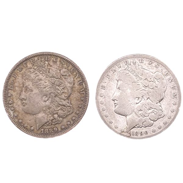 [2 Coins] 1889-1890 Morgan Silver Dollar