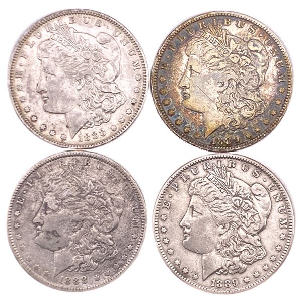 [4 Coins] 1888-1889 Morgan Silver Dollar