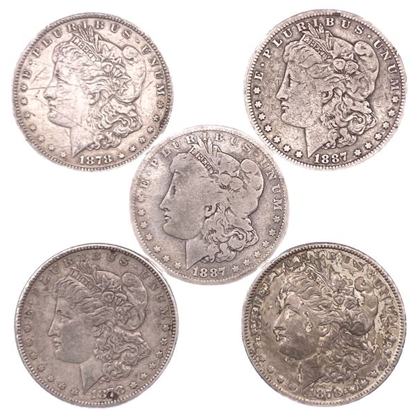 [5 Coins] 1878-1887 Morgan Silver Dollar