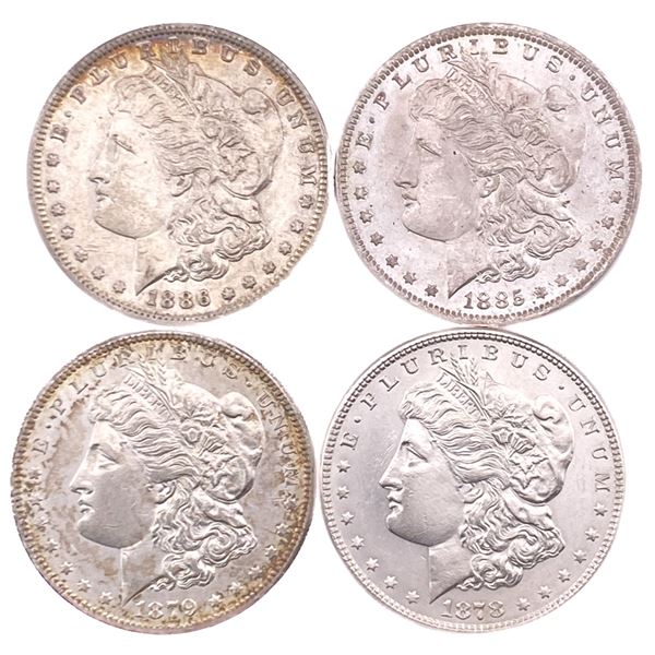 [4 Coins] 1878-1886 Morgan Silver Dollar