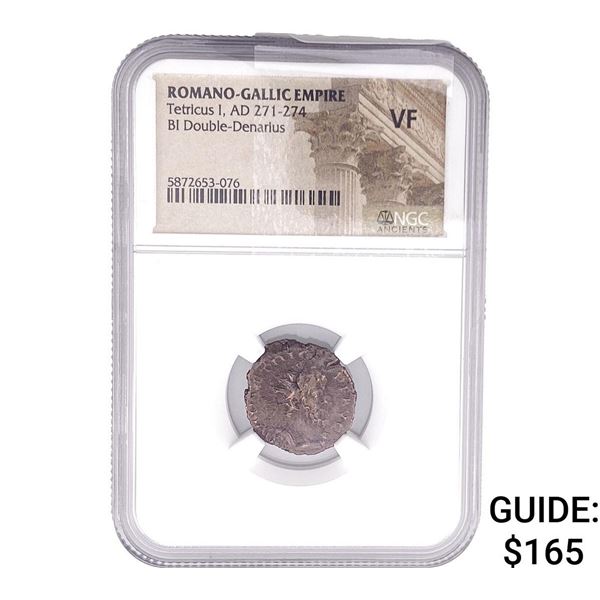 Romano-Gallic TetricusI, AD271-274 BIDbl-Denarius NGC VF