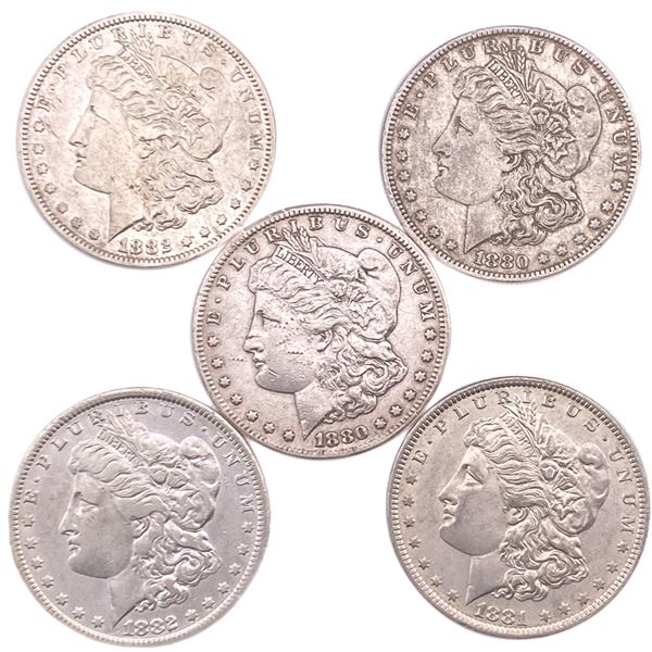 [5 Coins] 1880-1882 Morgan Silver Dollar