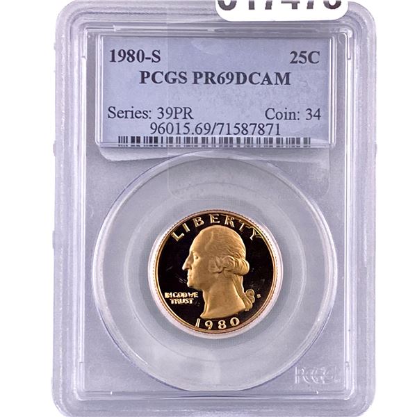 1980-S Washington Silver Quarter PCGS PR69 DCAM