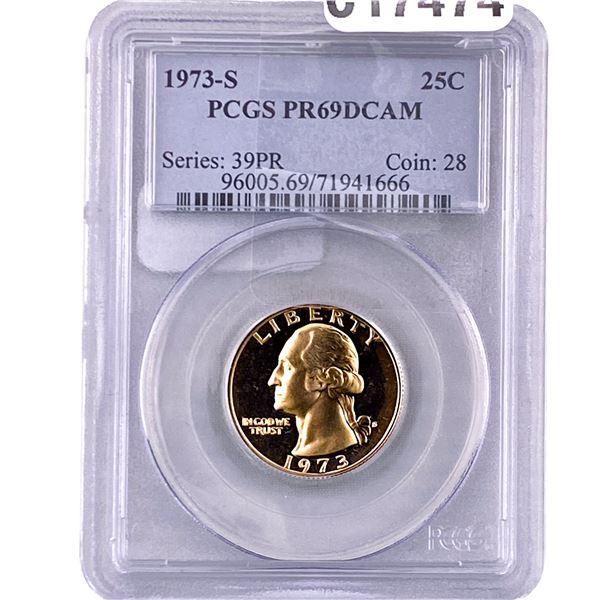 1973-S Washington Silver Quarter PCGS PR69 DCAM