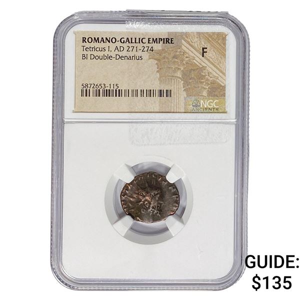 Romano-Gallic TetricusI, AD271-274 BIDbl-Denarius NGC F