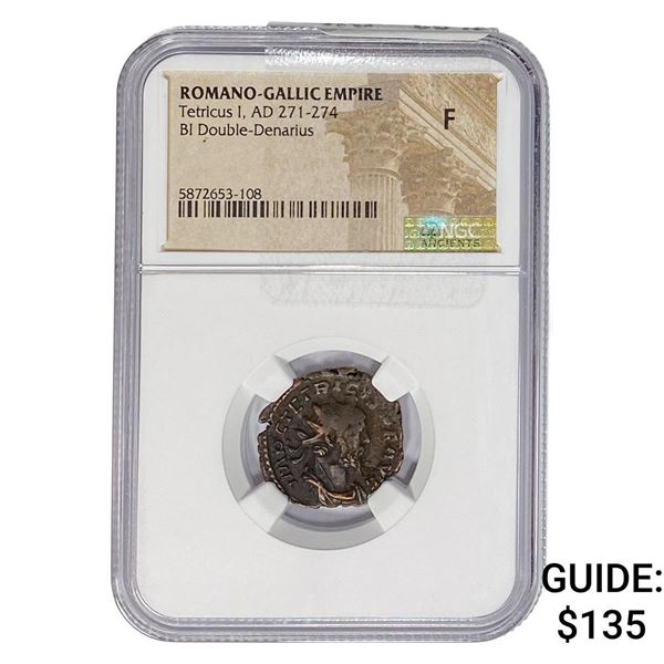 Romano-Gallic TetricusI, AD271-274 BIDbl-Denarius NGC F