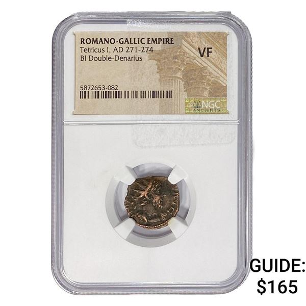 Romano-Gallic TetricusI, AD271-274 BIDbl-Denarius NGC VF