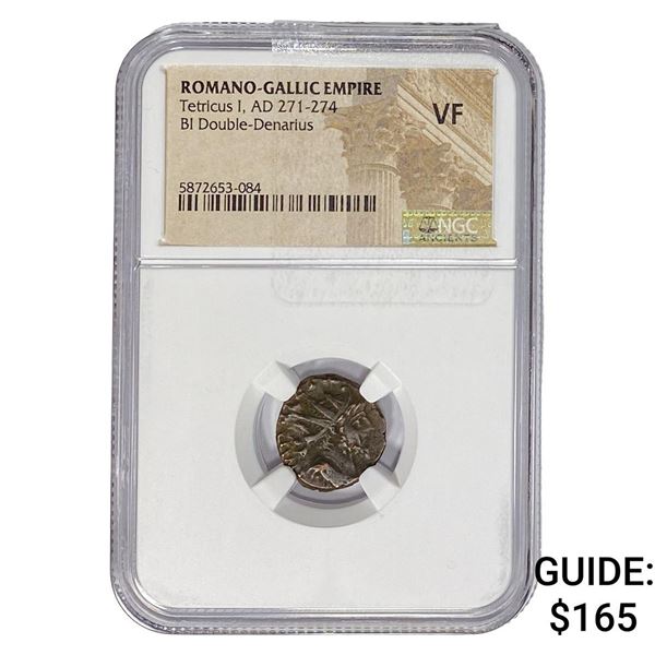 Romano-Gallic TetricusI, AD271-274 BIDbl-Denarius NGC VF