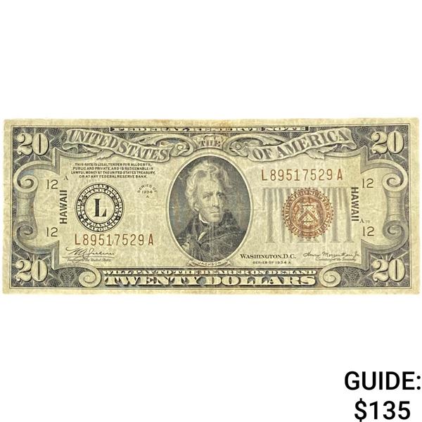 1934-A $20 Federal Reserve Note Hawaii