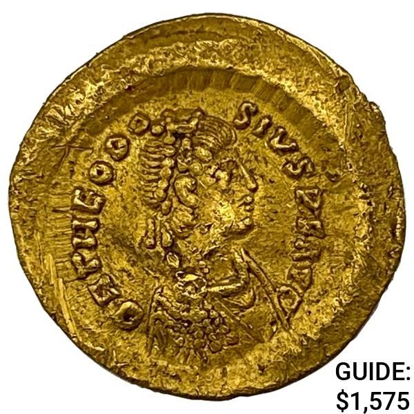 Byzantine Theodosius II 402-450 AD Gold Tremissis UNCIRCULATED