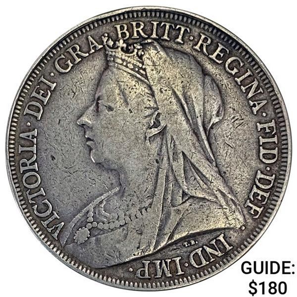 1895 Great Britain Silver Crown ABOUT UNCIRCULATED