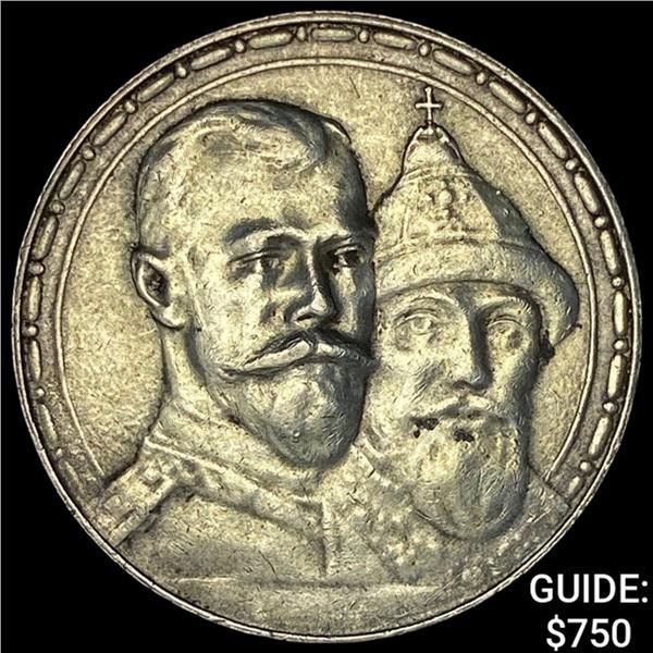 1913 Russia Nicholas II Silver 1 Rouble CHOICE AU