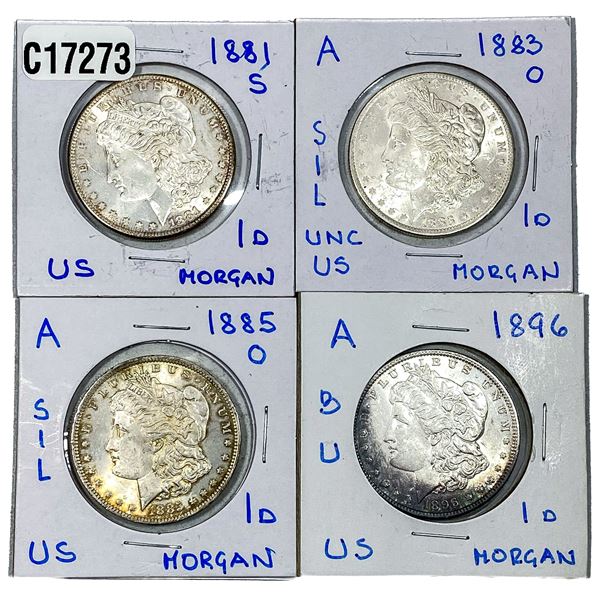 [4 Coins] 1881-1896 Morgan Silver Dollar