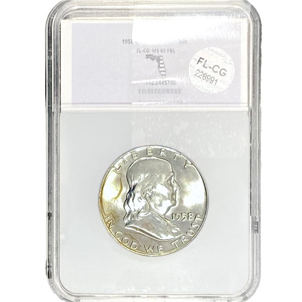 1958-D Franklin Half Dollar FLCG MS65 FBL