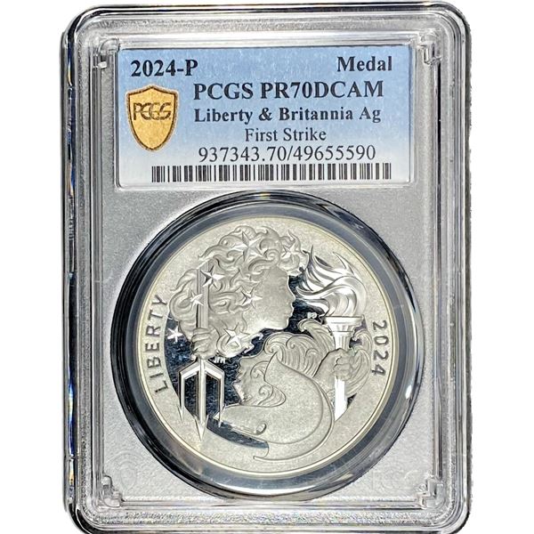 2024-P Libertyy & Britannia Ag Silver Medal PCGS PR70 DCAM