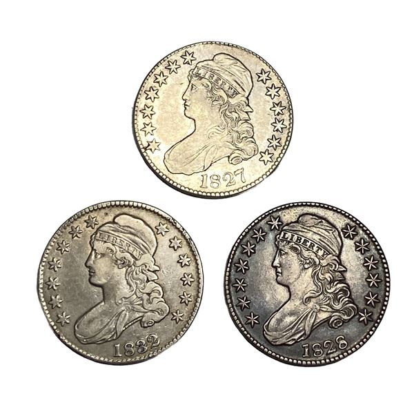 [3 Coins] 1827-1832 Capped Bust Half Dollar