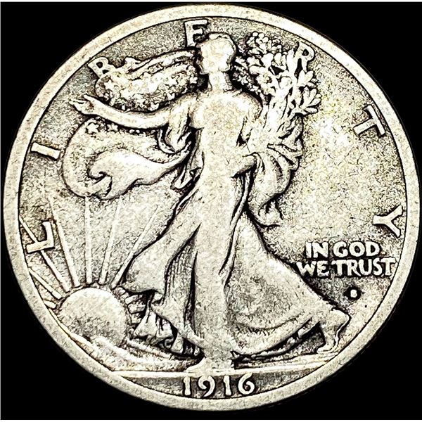 1916-S Silver Walking Liberty Half Dollar NICELY CIRCULATED