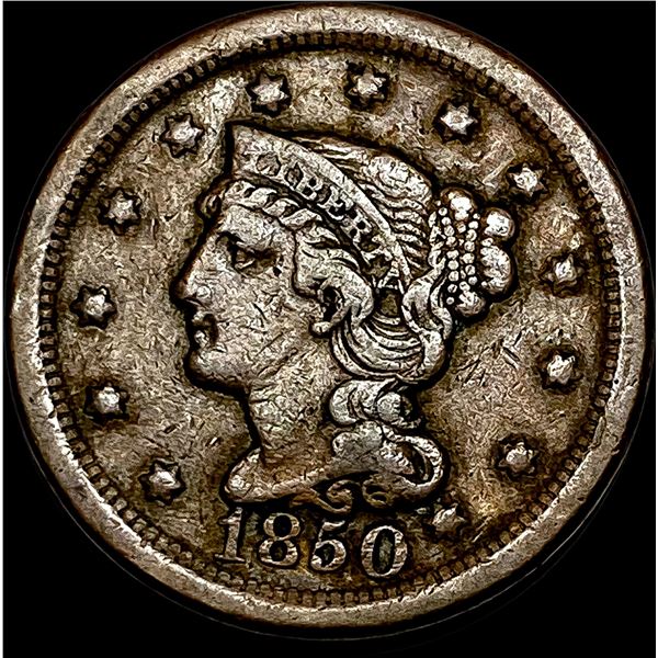 1850 Braided Hair Large Cent LIGHTLY CIRCULATED