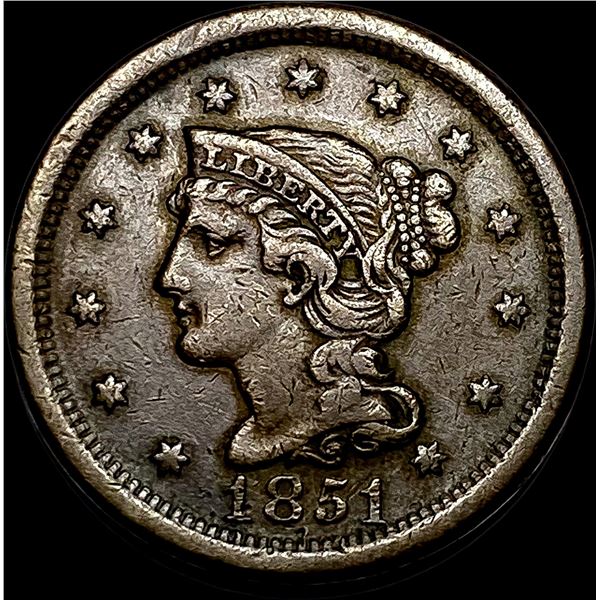 1851 Braided Hair Large Cent NEARLY UNCIRCULATED