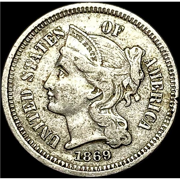 1869 Nickel Three-Cent Piece LIGHTLY CIRCULATED