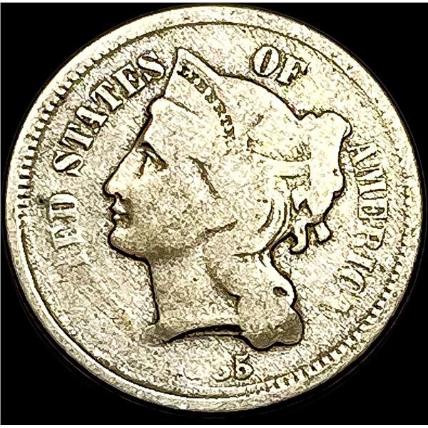 1855 Copper-Nickel Three-Cent Piece NICELY CIRCULATED