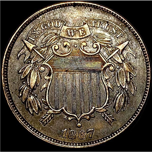 1867 Two-Cent Piece NEARLY UNCIRCULATED