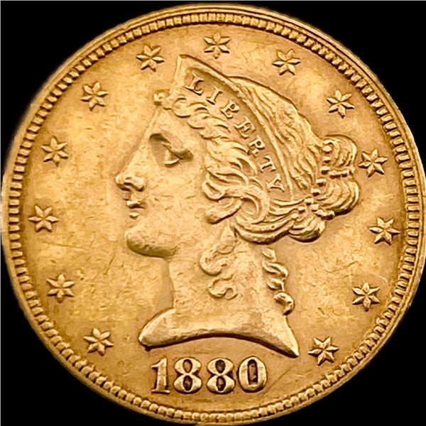 1880 Liberty Head Half Eagle $5 Gold CLOSELY UNCIRCULATED