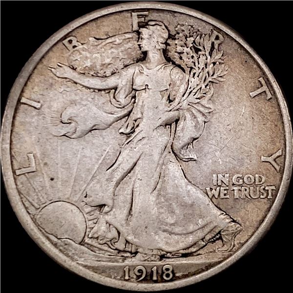 1918-D Silver Walking Liberty Half Dollar NEARLY UNCIRCULATED
