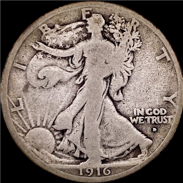 1916-D Silver Walking Liberty Half Dollar NICELY CIRCULATED