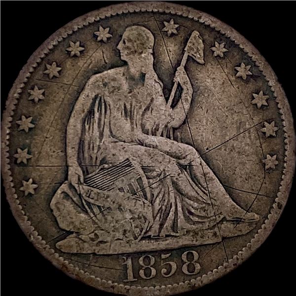 1858-O Silver Half Dollar (Seated Liberty) NICELY CIRCULATED