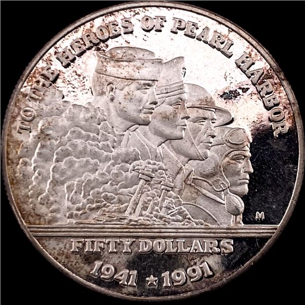 1991 Marshall Islands Silver $50 Pearl Harbor CHOICE PROOF