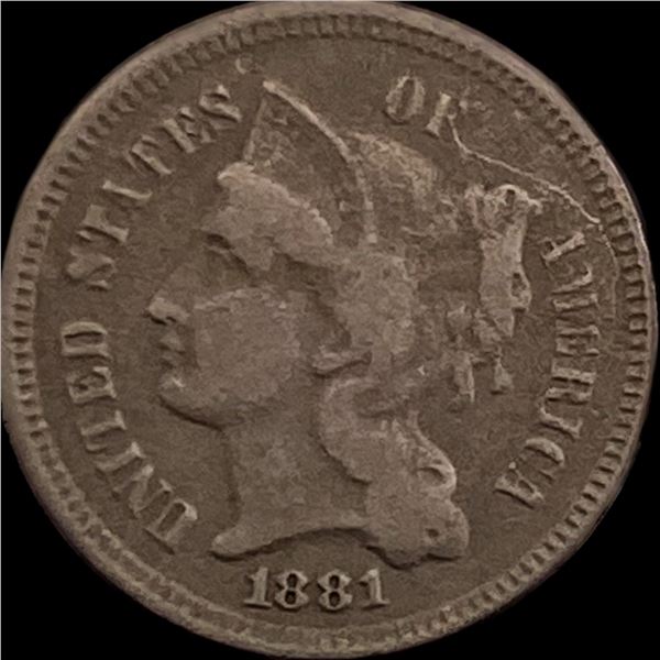 1881 Nickel Three-Cent Piece LIGHTLY CIRCULATED