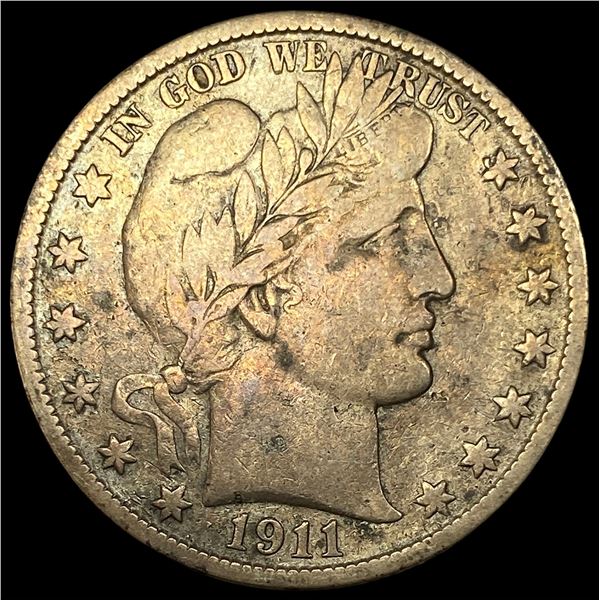 1911-S Silver Barber Half Dollar LIGHTLY CIRCULATED