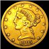 Image 1 : 1905 Liberty Head Half Eagle $5 Gold NEARLY UNCIRCULATED