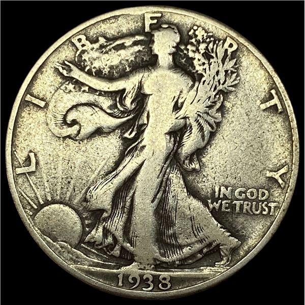 1938-D Silver Half Dollar Walking Liberty NICELY CIRCULATED