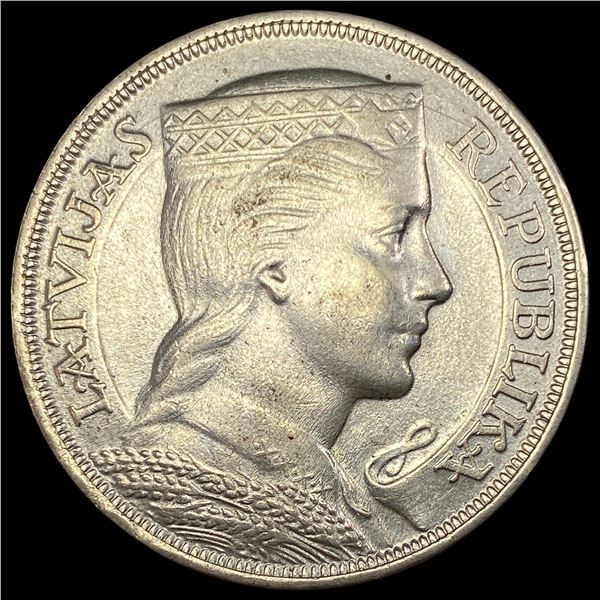 1931 Latvia Silver 5 Lati CLOSELY UNCIRCULATED