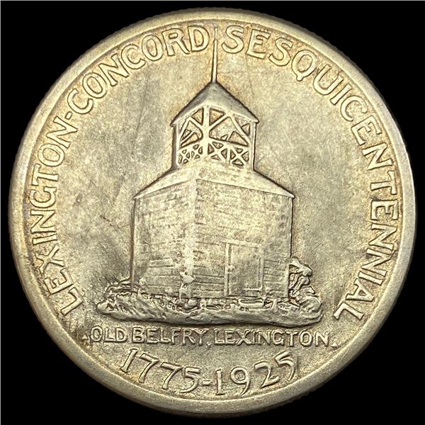 1925 Silver Lexington-Concord Sesquicentennial Half Dollar NEARLY UNCIRCULATED