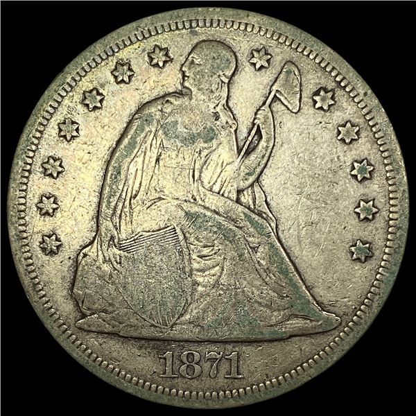 1871 Silver Seated Liberty Dollar LIGHTLY CIRCULATED
