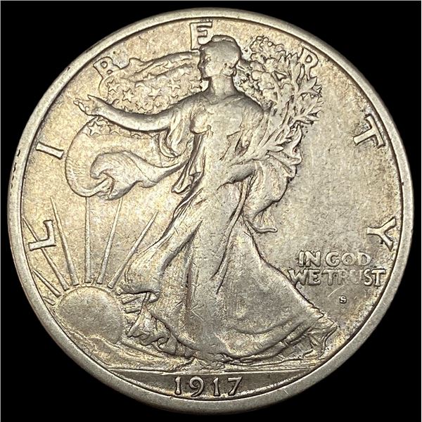 1917-S Silver Walking Liberty Half Dollar NEARLY UNCIRCULATED
