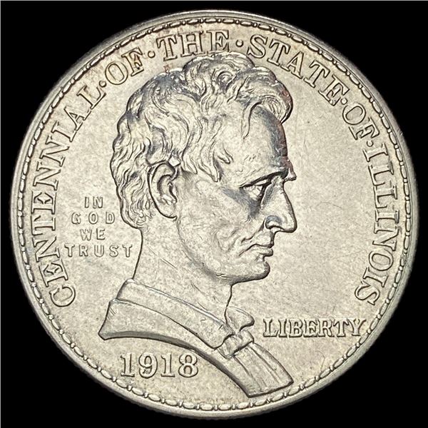 1918 Silver Half Dollar Illinois Centennial CHOICE AU