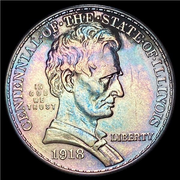 1918 Silver Half Dollar Illinois Centennial NEARLY UNCIRCULATED