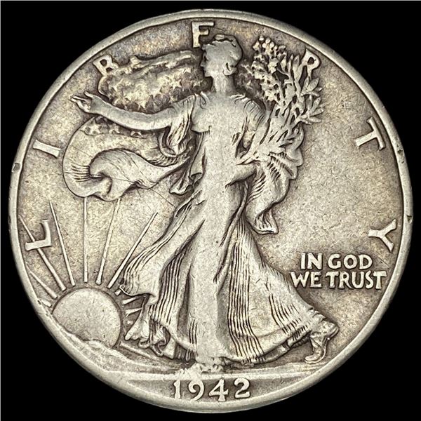 1942-D Silver Half Dollar Walking Liberty LIGHTLY CIRCULATED