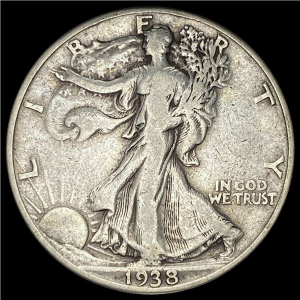 1938-D Silver Half Dollar Walking Liberty LIGHTLY CIRCULATED
