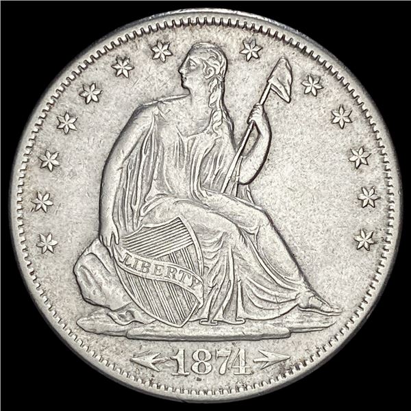 1874-S Silver Half Dollar CLOSELY UNCIRCULATED