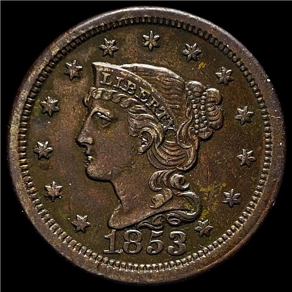 1853 Braided Hair Large Cent CLOSELY UNCIRCULATED