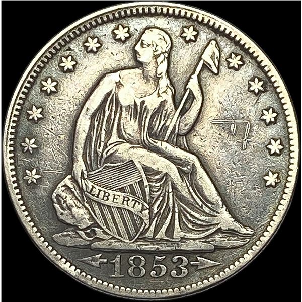 1853 Arrows Seated Liberty Half Dollar LIGHTLY CIRCULATED