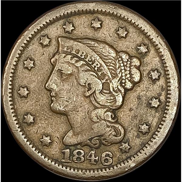1846 Braided Hair Large Cent LIGHTLY CIRCULATED