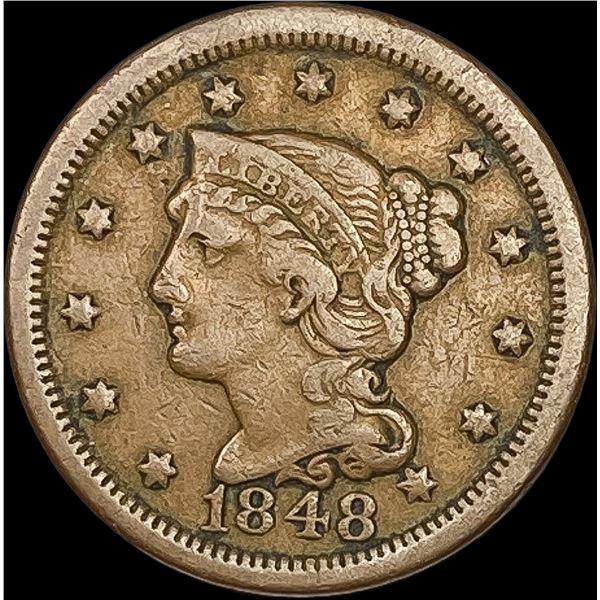1848 Braided Hair Large Cent LIGHTLY CIRCULATED
